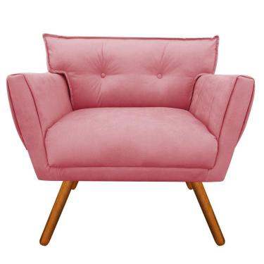 Imagem de Poltrona Anitta Suede Pés Palito Castanho D\'rossi Cor Rose