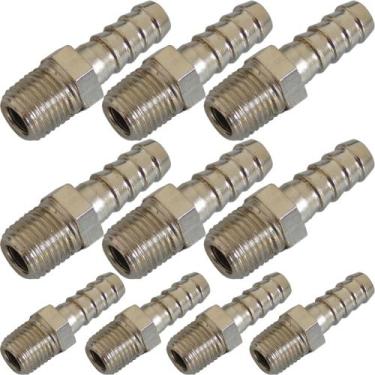 Imagem de 10 espigao rosca 1/8 bsp x mangueira 1/4 latão niquelado - AKME