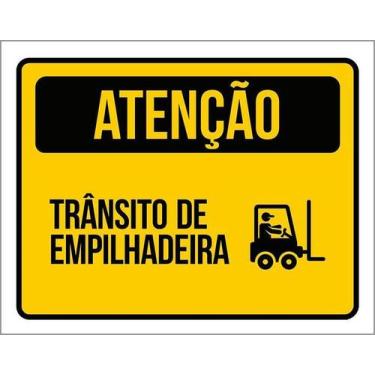 Imagem de Kit 5 Placa Acm Atenção Trânsito De Empilhadeira 18X23 - Sinalizo