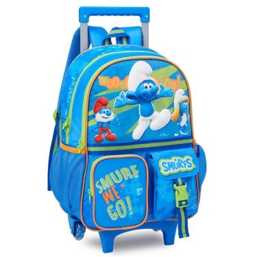 Imagem de Mochila Escolar de Rodinhas Oficial os SMURFS SM26294K Clio STYLE