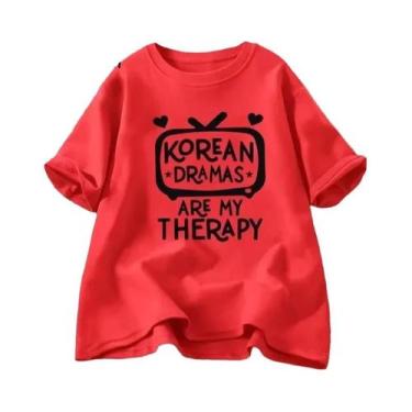 Imagem de Camiseta Feminina De Drama Coreano, Manga Curta, Casual, Estilo K-Dram