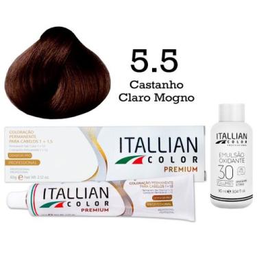 Imagem de Kit Coloração Itallian Color 5.5 Castanho Claro Mogno + Oxi 30