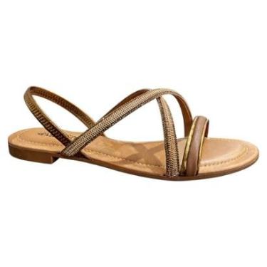 Imagem de Sandália Rasteira Mississipi Feminina Tiras Brilhantes Confortável Antiderrapante-Feminino