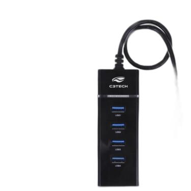 Imagem de Hub Usb 2.0 5 Portas Com Leitor De Cartao C3Tech - Hu-L200Bk