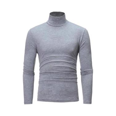 Imagem de Camiseta Masculina Slim Fit Básica De Gola Alta Casual Pullover Moda P
