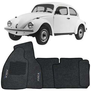Imagem de Tapete Carpete Fusca 1951 à 1996 Grafite Logo Bordado Jogo 5 Peças Personalizado Automotivo