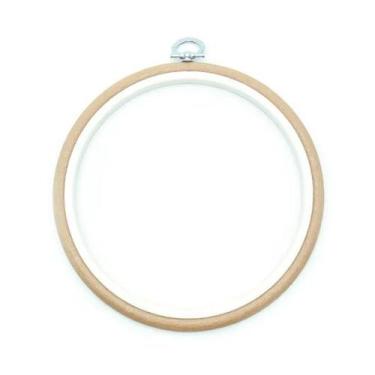 Imagem de Bastidor Flexível para Bordado Redondo Bege - 17cm - Nurge