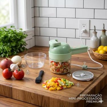 Imagem de Triturador Alimentos Mini Processador Elétrico 4x1 Cortador Legumes Te