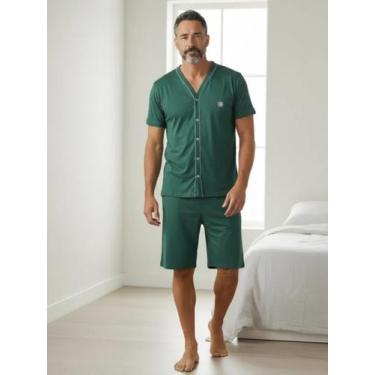 Imagem de Produto Pijama Masculino com Botões Pós Cirúrgico Manga Curta Bermuda 