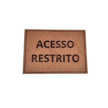 Imagem de Placa de Sinalização 1-2 Ofício Acesso Restrito MDF Natural [F031] para Identificação de Ambientes em MDF Gravado