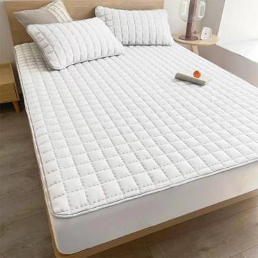 Imagem de Protetor de Colchão Matelado Ultrassônico Microfibra 100% Poliéster 150x70x15cm 1 Peça Branco OEM