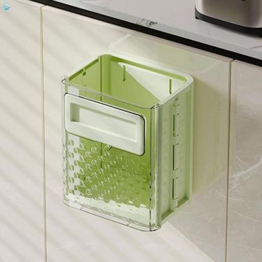Imagem de Mini Lata de Lixo Pendurada Indoor Multiuso Dobrável em Plástico Verde para Parede e Ba...