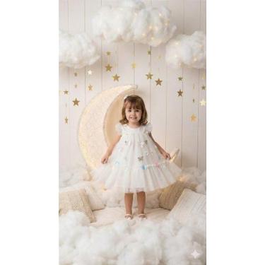 Imagem de Vestido Vila Lele Jardim das Borboletas para Bebê Off-White, Beige, 3