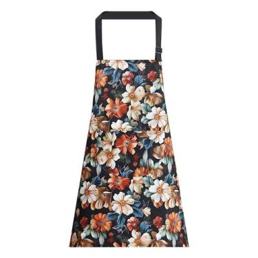 Imagem de Avental floral vintage impermeável de poliéster resistente a óleo - yi