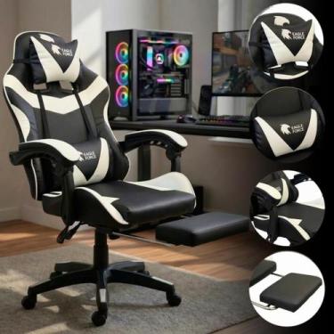 Imagem de Cadeira Gamer Eagle Force Ergonômica com Apoio Pés Retrátil Reclinável