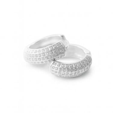 Imagem de Brinco Argola Cravejada 5 linhas em Prata 925 - MIT Joias