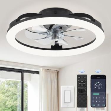 Imagem de Ventilador de teto LEDIARY 20" Dimmable Light Remote App Control