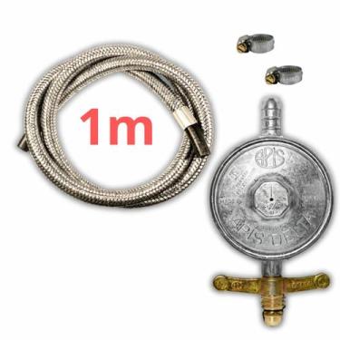 Imagem de Kit Registro Regulador Click Gás Apis Delta e Mangueira Flexível de aç