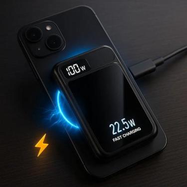 Imagem de Carregador Magnético Power Bank 10000mAh Display Digital Bateria Exter