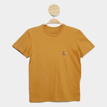 Imagem de Camiseta Infantil Calvin Klein Reissue Menino, Marrom, 10A