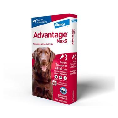 Imagem de Advantage MAX3 4 mL Elanco para Cães Acima de 25 Kg - 3 Bisnagas