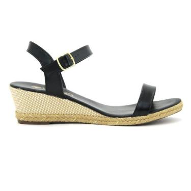 Imagem de Sandalia Via Uno Original Plataforma Anabela Feminino 096, 38, Preto