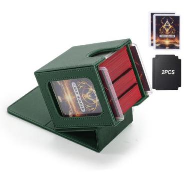 Imagem de Janela de exibição dupla MTG Deck Box Stepane em couro PU verde
