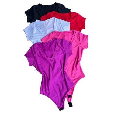 Imagem de Body Manga Curta Gola V Fechamento Abaixo liso - Gringas Model, Violet