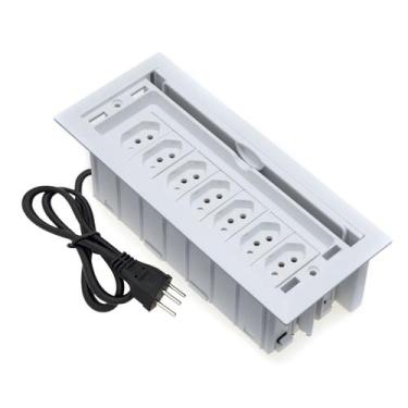 Imagem de Caixa De Tomada 7 Blocos Embutir 7 Tomadas 20A Branco - CONNECT CAIXA 