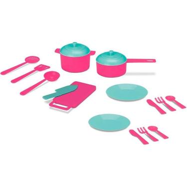 Imagem de Brinquedo de Cozinha Doce Cozinha Faz de Conta Kit 15 Peças Plástico Cardoso Toys