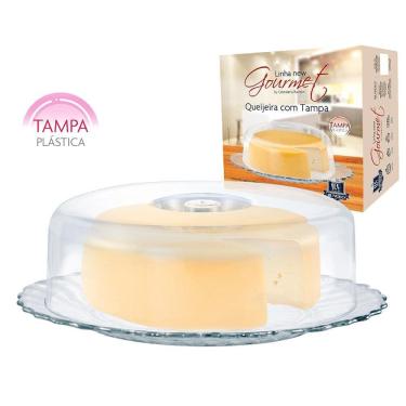 Imagem de Queijeira de Vidro com Tampa Acrílico Conservar Queijos Geladeira Transparente Ruvolo