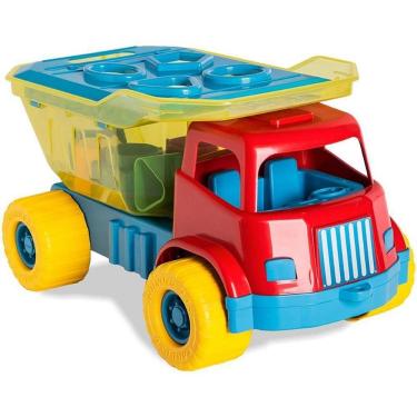 Imagem de Brinquedo Educativo Dino Sabidinho Topi com Peças Geométricas e Caçamba Articulada Cardoso Toys
