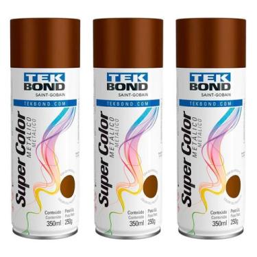 Imagem de Kit 3 Tinta Spray Cobre Metálico Tekbond 350ml/250g 