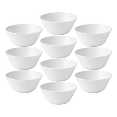 Imagem de Conjunto 10 Bowl Branco de Vidro Opalino Mini Tigela Redonda Sobremesa