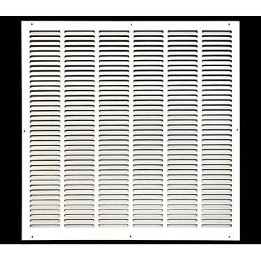 Imagem de HVAC Premium 71 cm x 81 cm [abertura do duto] Grade de ar de retorno de aço estampado plano - parede lateral e teto - tampa do duto de ventilação HVAC - branca [dimensões externas: 75 cm L x 85 cm