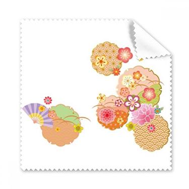 Imagem de Ventilador dobrável Sakura padrão geométrico pano de limpeza de tela de telefone limpador de óculos 5 peças