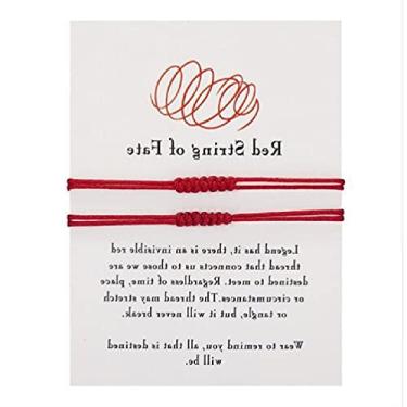 Imagem de G-GWERT Pulseira de corda vermelha feita à mão com 7 nós amuleto de boa sorte para o sucesso e prosperidade, pulseira de amizade com cordão vermelho e proteção de cabalá para casais,