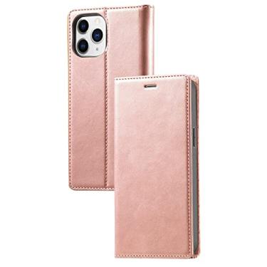 Imagem de GSYH Capa flip para iPhone 13 Mini/13/13 Pro/13 Pro Max, capa carteira de couro legítimo com suporte para cartão magnético à prova de choque TPU capa fólio capa, rosa, 13pro max 17 cm