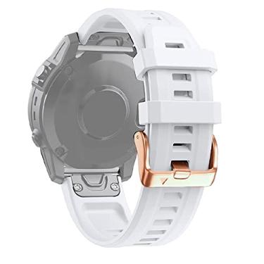 Imagem de Pulseira Silicone Fivela Rose Gold QFIT20 LTIMPORTS compatível com Fenix 8 (43mm), Fenix 7S/6S/5S/5S Plus (42mm), Epix Pro Gen2 (42mm) e Instinct E (40mm) (Branco)