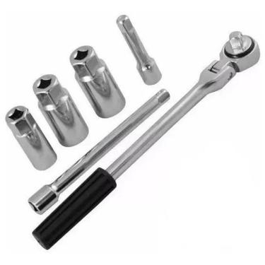 Imagem de Jogo De Chave Para Vela Com Catraca Com Soquete 16+19+21Mm