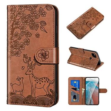 Imagem de For Google Pixel 4a Sika Deer Embossing Pattern Horizontal Flip PU Leather Case with Holder & Card Slot & Wallet & Photo Frame