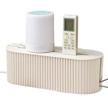 Imagem de gerenciamento cabos, Caixa organizadora cabos para ocultar e ocultar réguas energia, Solução gerenciamento cabos mesa doméstica, armazenamento