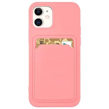 Imagem de Suporte de cartão capa de telefone de silicone macio para iphone 13 11 12 14 pro max mini xs xr x 6s 6 8 7 plus se capa de carteira de doces à prova de choque, rosa, para iphone 6,6s