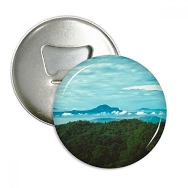 Imagem de Blue Sky Green Florestry Science Nature Cenário Abridor de Garrafas Imã de Geladeira Emblema Multifuncional