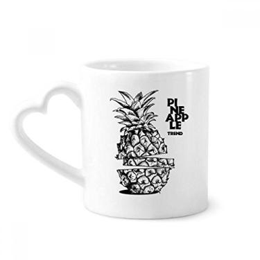 Imagem de Caneca de desenho de linha de frutas Pineapple Trend Caneca de café cerâmica copo de coração de vidro