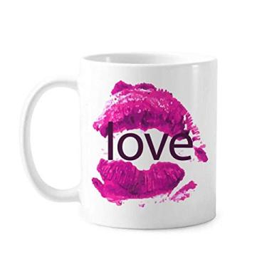Imagem de Dia dos Namorados Rosa Lábio Amor Caneca Cerâmica Cerâmica Café Porcelana Utensílios de Mesa