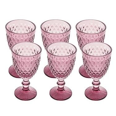 Imagem de LYOR - Conjunto 6 Taças de Água de Vidro Bico de Abacaxi Lilás 320ml