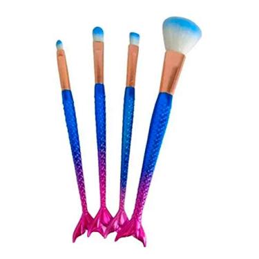 Imagem de Kit de 4 Pinceis de Maquiagem Sereia Azul e Roxo - Import