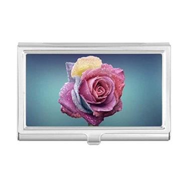 Imagem de Porta-cartões de visita rosa escuro com flores em cor de rosa escuro