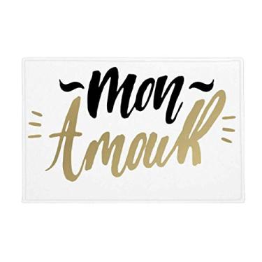 Imagem de DIYthinker Tapete Mon Amour My Love estilo citação antiderrapante, porta de cozinha para banheiro, 40,64 x 60,96 cm